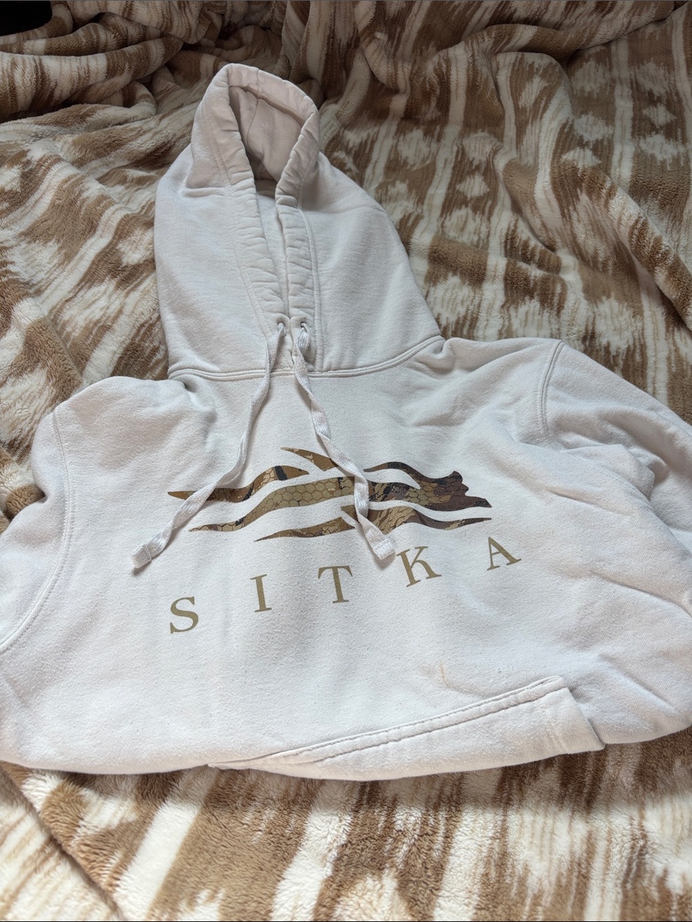 Sitka Men's Cream Logo Hoodie - Classic Pullover Sweatshirt